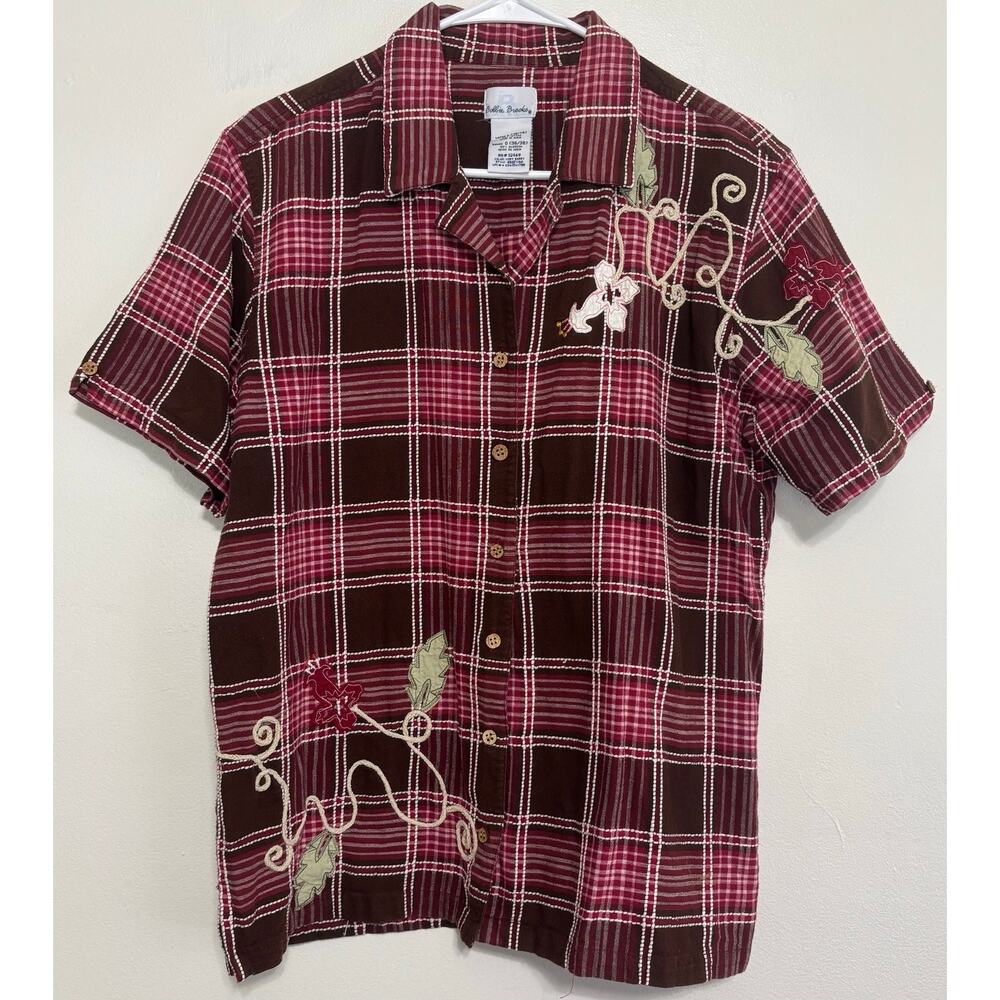 Bobbie Brooks Plaid Embroidered Shirt - Size Large